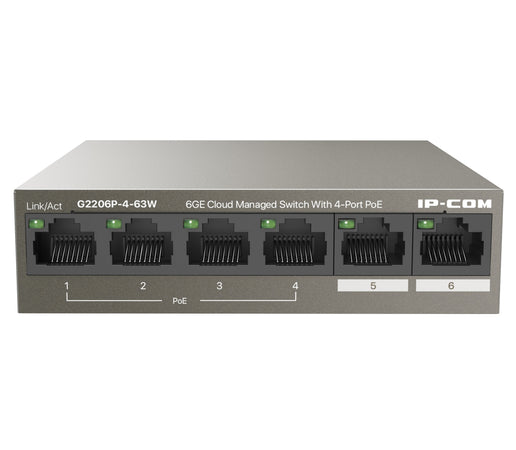 Switch 6GE con PoE 4 porte Gestito da Cloud, G2206P-4-63W