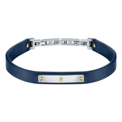 Bracciale MASERATI uomo pelle blu / acciaio