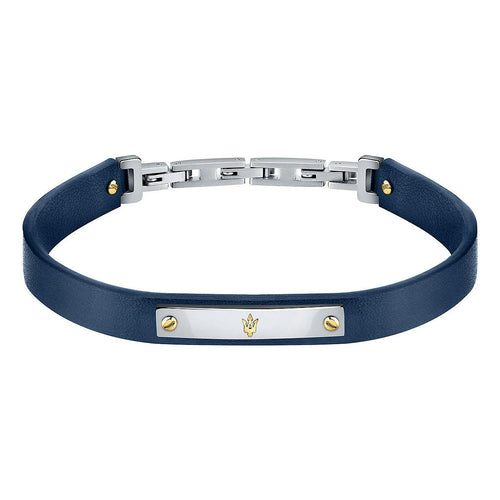 Bracciale MASERATI uomo pelle blu / acciaio