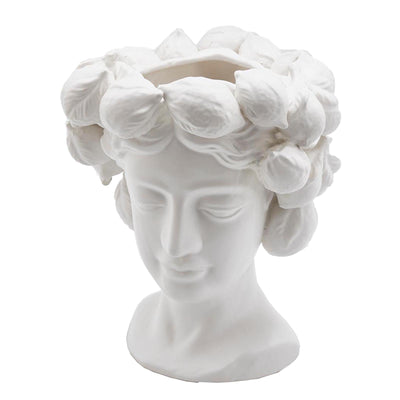 Statua decorativa Chakra testa con vaso da giardino per veranda con limoni