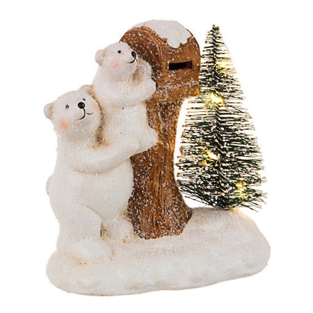 Orsi decorativi "Joshua" in ceramica con luci led per decorazioni natalizie