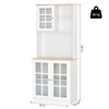 Credenza alta da cucina Moderna in Legno MDF Bianco con 2 Vetrinette 80 x 37 x 183 cm , mobile vetrina multiuso sala da pranzo soggiorno salotto ingresso ufficio studio F835-209A