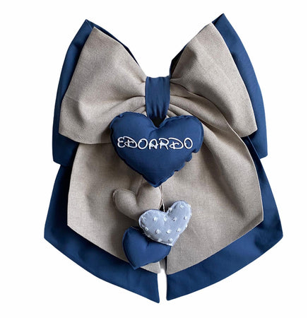 Fiocco nascita in cotone personalizzabile fatto a mano 35 x h 40 cm "Made in Italy"