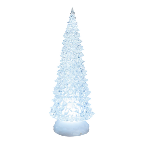 Albero natale luminoso glitter led natalizio con batteria per decorazioni natalizie h 27 cm