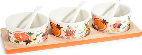 14zero3 Set Aperitivo Natalizio Con 3 Coppette In Ceramica Con Cucchiaino Su Vassoio In Legno Per Aperitivo E/o Porta Salse Casa e cucina/Decorazioni per interni/Addobbi e decorazioni per ricorrenze/Decorazioni natalizie/Oggettistica Sogno Shop - Assisi, Commerciovirtuoso.it