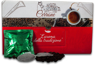 150 Cialde Caffè compatibili ESE 44mm Miscela Forte 100% Robusta Caffe Cerrone Since '51 7,7 gr box 150pz