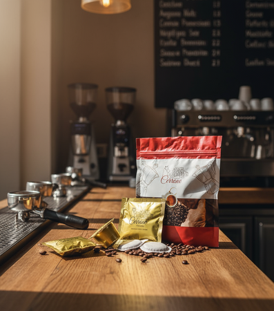 150 Cialde Caffè compatibili ESE 44mm Miscela Crema 100% Arabica Caffe Cerrone Since '51 7,7 gr box 150pz