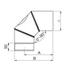 Curva a gomito orientabile con ispezione 0° a 90° per canna fumaria stufa a legna in acciaio da 2 mm