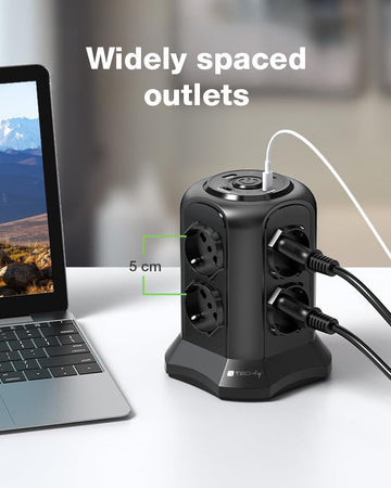 Multipresa da Tavolo a Torretta Salvaspazio 8 Prese Schuko 2 USB-A e 2 USB-C&trade
