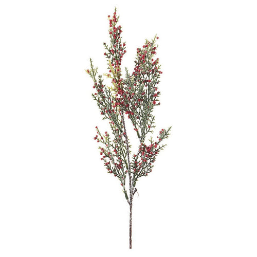 Rametto decorativo Judie color verde con bacche per interni ed esterni h 45 cm