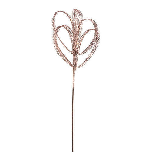 Ramo decorativo natalizio Joseline Oro Rosa con foglie da 65 cm