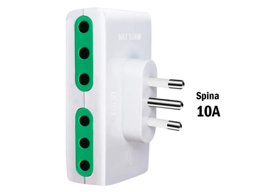 Adattatore Quadruplo Spina Piccola 10A Con 4 Prese Italiana 10A Bianco Extrastar XSL1012