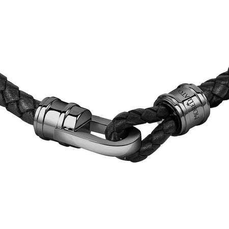 Bracciale MORELLATO uomo Moodly pelle nero / acciaio brunito