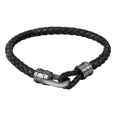Bracciale MORELLATO uomo Moodly pelle nero / acciaio brunito