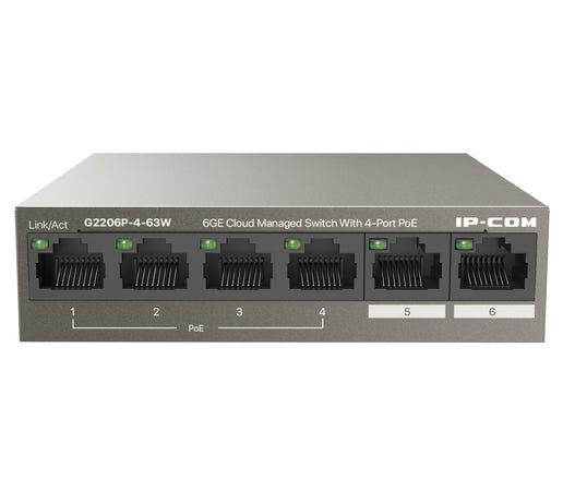Switch 6GE con PoE 4 porte Gestito da Cloud, G2206P-4-63W