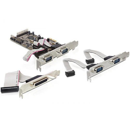 DeLOCK PCI Express card 4 x serial, 1x parallel scheda di interfaccia e adattatore (IO Delock PCIe 4x seriell RS-232 + 1x parallel LP+++ inkl. Low-Profile Slotblech)
