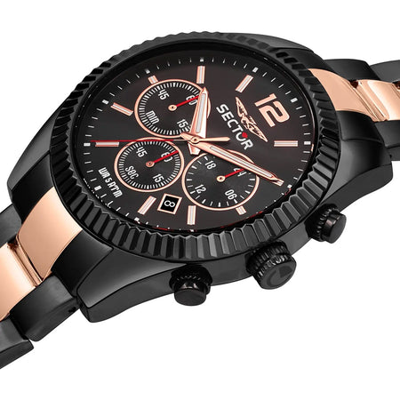 Orologio SECTOR da uomo 240 cronografo acciaio nero / oro rosa