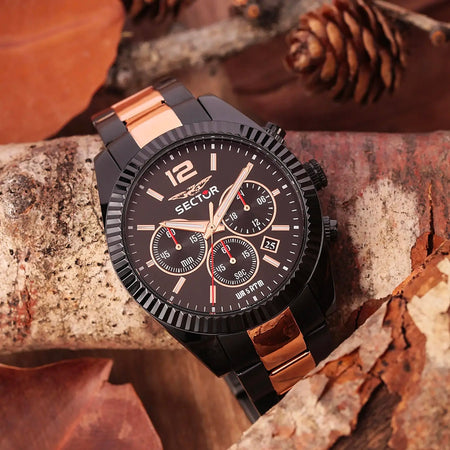 Orologio SECTOR da uomo 240 cronografo acciaio nero / oro rosa