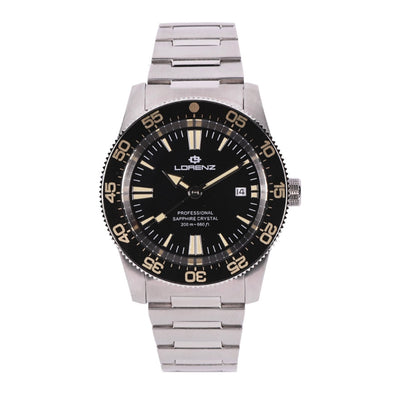 Orologio LORENZ uomo Shark 4 datario acciaio / nero / 200 metri