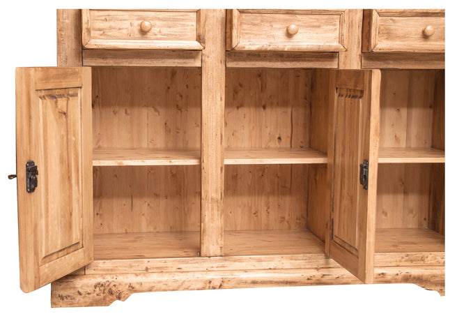 Biscottini Credenza Country in legno massello di tiglio finitura naturale L156xPR45xH103 cm. Made in Italy