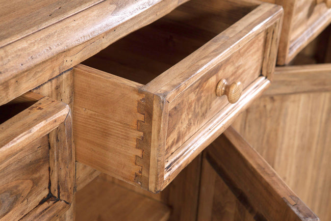 Biscottini Credenza Country Biscottini legno massello tiglio finitura naturale 202x45x103