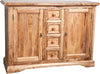 Biscottini Credenza Country in legno massello di tiglio finitura naturale L135xPR45xH92 cm. Made in Italy