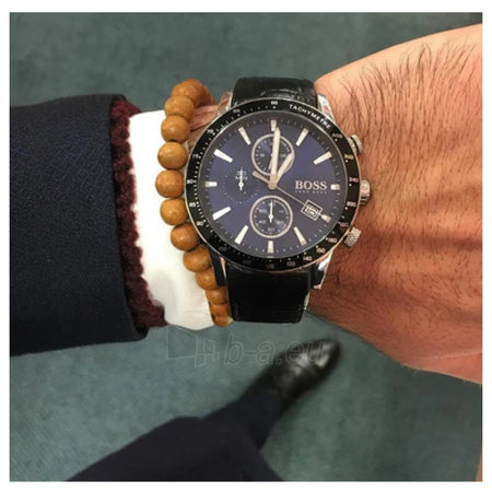 Hugo Boss Rafale cronografo quadrante blu cinturino in pelle nera orologio da uomo - 1513391