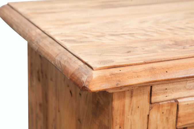 Biscottini Credenza Country in legno massello di tiglio finitura naturale L135xPR45xH92 cm. Made in Italy