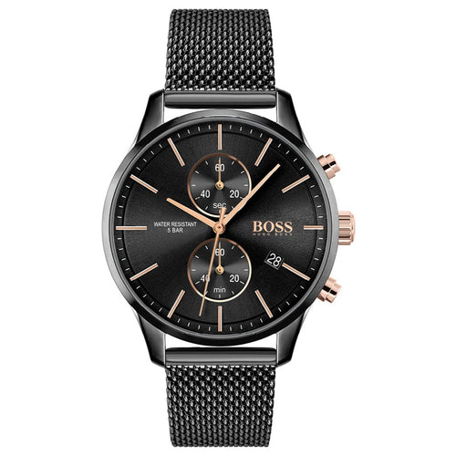 Orologio Uomo Hugo Boss Associate 1513811 Chrono Acciaio Mesh Nero