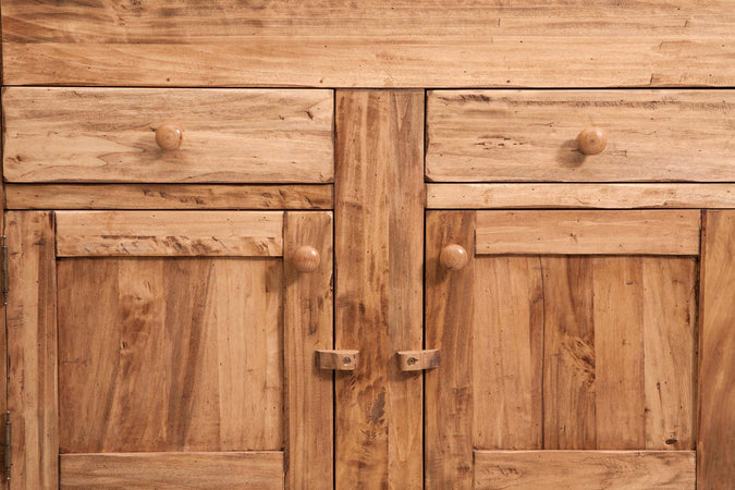 Biscottini Madia in legno massello di tiglio finitura naturale L115xPR48xH102 cm. Made in Italy