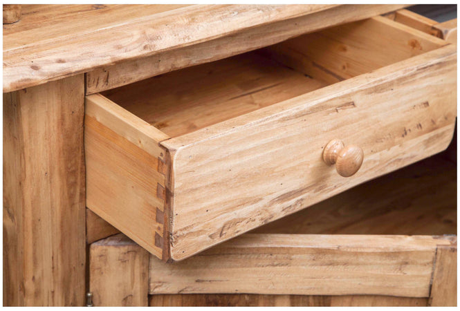 Biscottini Credenza Vetrina Biscottini legno massello tiglio 107x43x238 naturale Made Italy