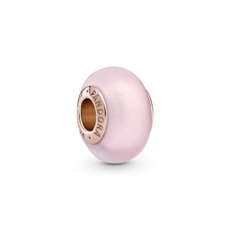 Pandora Charm in vetro di Murano rosa opaco