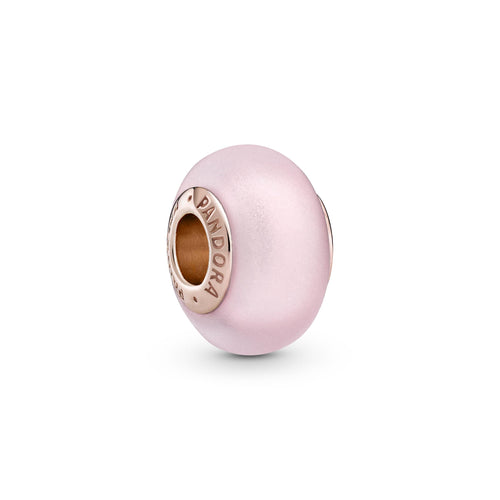 Pandora Charm in vetro di Murano rosa opaco