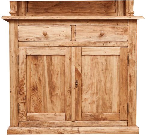 Biscottini Vetrina credenza in legno massello di tiglio finitura naturale L107xPR43xH238 cm. Made in Italy