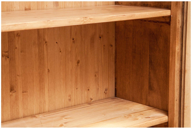 Biscottini Vetrina credenza in legno massello di tiglio finitura naturale L107xPR43xH238 cm. Made in Italy