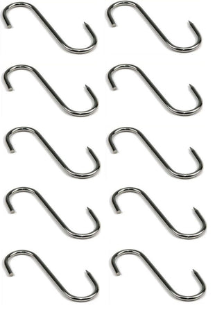GANCIO DA MACELLAIO ø mm.9 x 200 INOX 10 PZ ALIMENTI INSACCATI CARNE FERR 88633