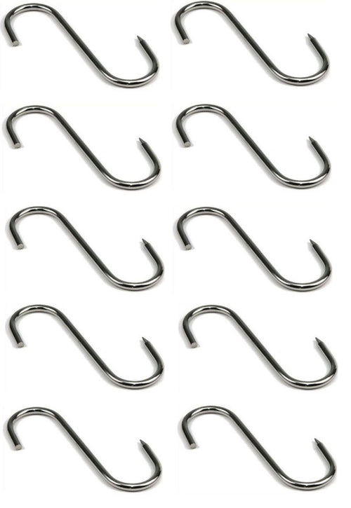 GANCIO DA MACELLAIO ø mm.9 x 200 INOX 10 PZ ALIMENTI INSACCATI CARNE FERR 88633