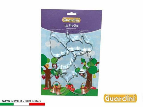 GUARDINI STAMPO TAGLIA BISCOTTI 6 DECORI FORME FRUTTA PRA 480224