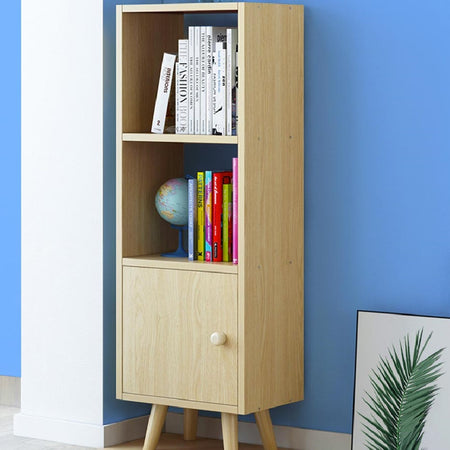 Mobile Libreria 2 Ripiani + Anta Mobiletto Legno Design Moderno Quercia H132cm