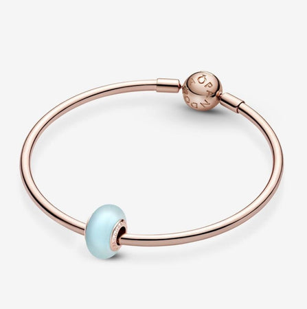 Pandora-Charm in vetro di Murano blu opaco