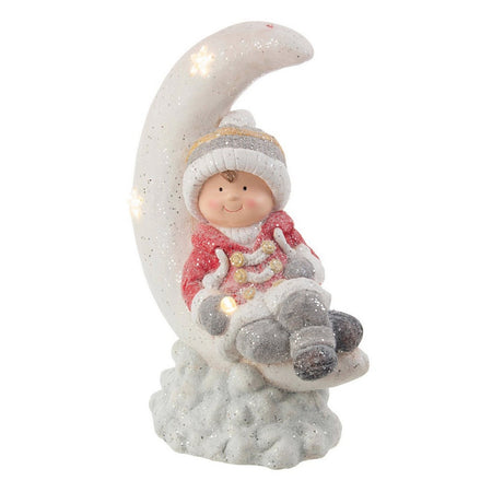 Bimbo "Shiver" in polvere di gesso con luci led per decorazione natalizia