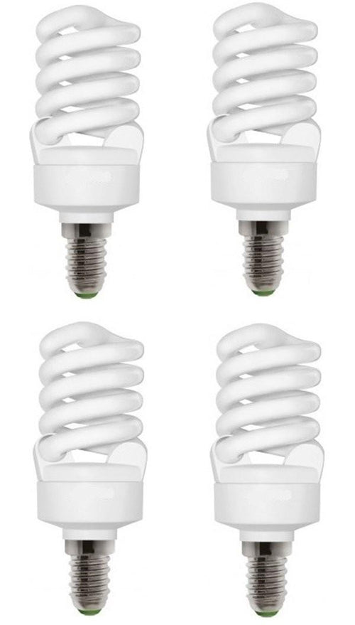 4 LAMPADINE 14 A BASSO CONSUMO 20 W SVILUPPO 94 w LUCE CALDA ACCEN RAPIDA