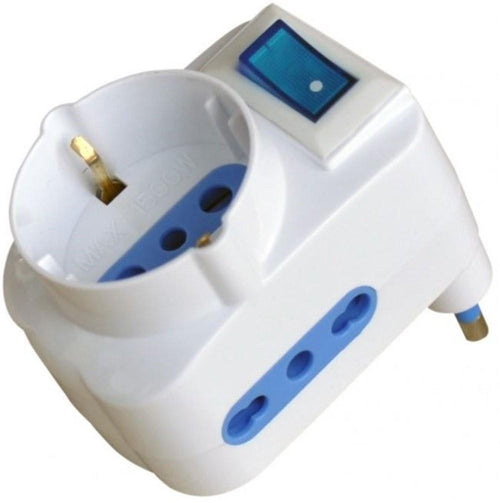 ADATTATORE TRIPLO 2 BIPASSO + 1 SCHUKO CON INTERRUTTORE SPINA GRANDE FER 307642