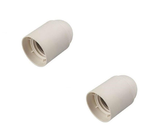 PORTALAMPADA E 27 BIANCO IN BAKELITE ATTACCO PICCOLO 2 PEZZI