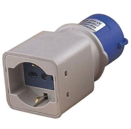 ADATTATORE INDUSTRIALE C/SPINA CEE 2 POLI PRESA SCHUKO 10/16A BIPASSO DF 8061138