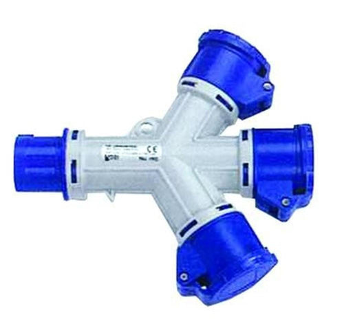 ADATTATORE INDUSTRIALE CON SPINA 2 POLI + T CEE E TRE PRESE CEE IP44 FER 272292