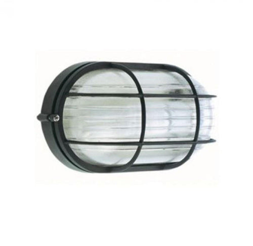 PLAFONIERA OVALE NERA CON GABBIA PER ESTERNO CM 19,2x10,6xh.10,6 DF 808790