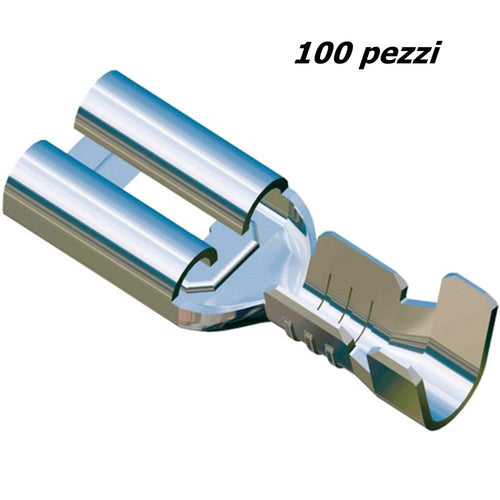 100 FASTON TERMINALE FEMMINA 6,3 x 0,5 IN METALLO CD 95300400