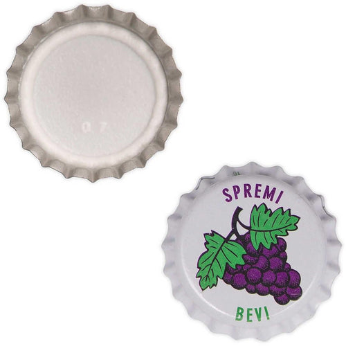 TAPPI A CORONA ø MM .26,5 CON DISEGNO UVA 200 PZ GUARNIZIONE INTERNA FER 120890