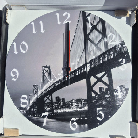 OROLOGIO DA PARETE DIAM. 30 NEW YORK BIANCO NERO REGALO COMPLEANNO FESTA DELLA MAMMA/DONNA